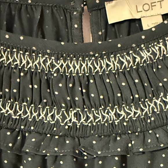 LOFT Black and White Dotted Blouse - Picture 3 of 7
